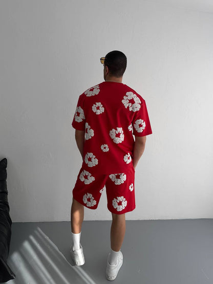 Abstract Bloom Print Men's Co-ord Set – Vibrant Floral Streetwear for Summer