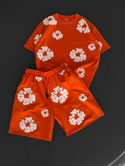 Abstract Bloom Print Men's Co-ord Set – Vibrant Floral Streetwear for Summer