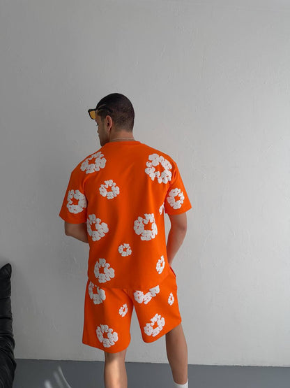 Abstract Bloom Print Men's Co-ord Set – Vibrant Floral Streetwear for Summer