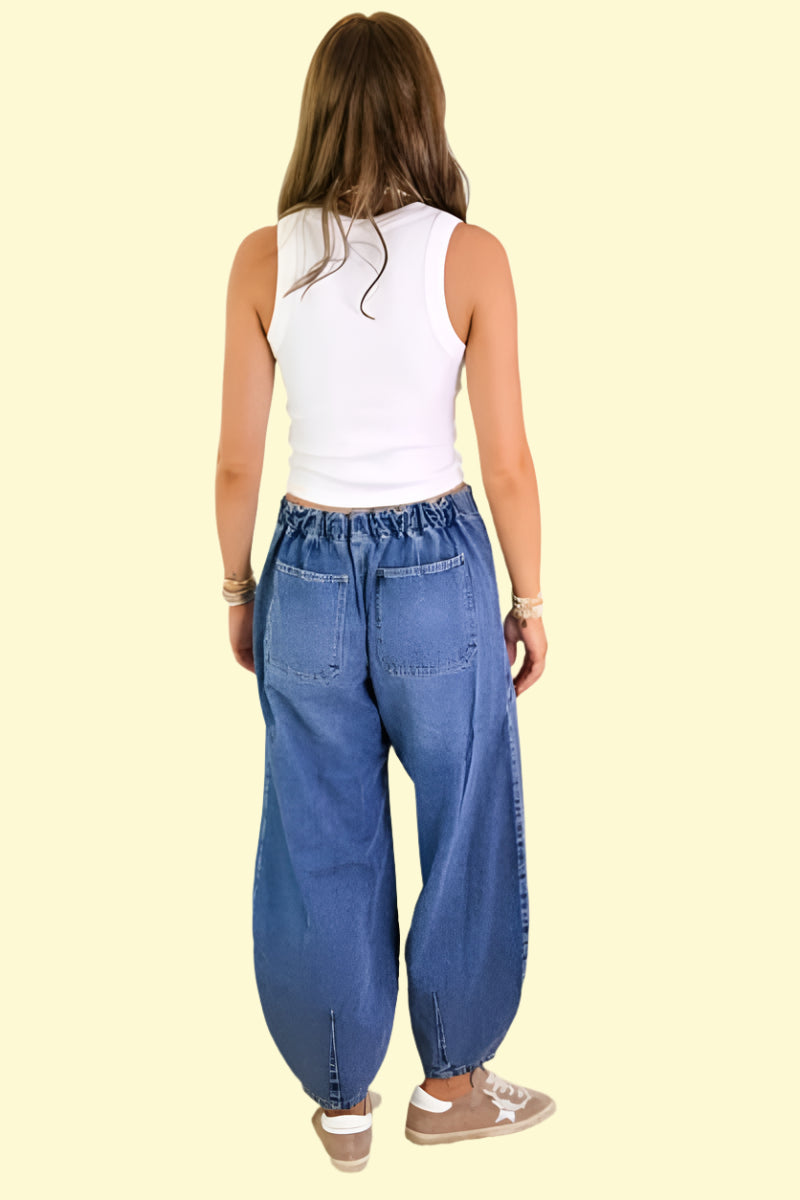 WestCloset Playful Cinch Pocketed Denim Pants