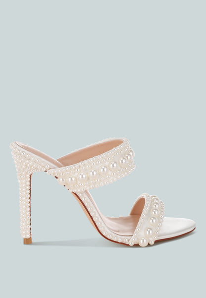 Ambrin Pearl Embellished Slip On Stiletto Heels