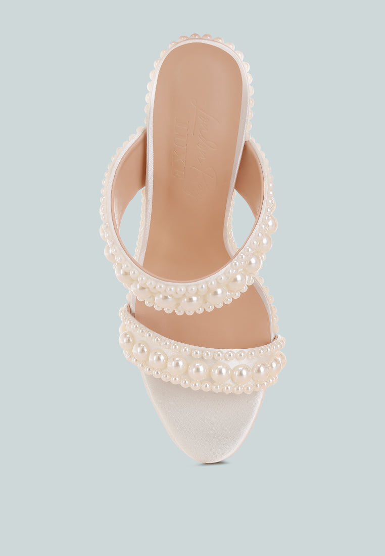 Ambrin Pearl Embellished Slip On Stiletto Heels