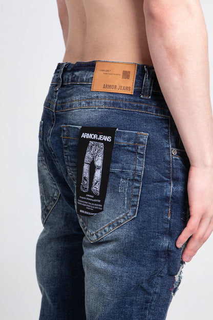 A403 SMALL RIPPED MID-RISE SKINNY JEANS