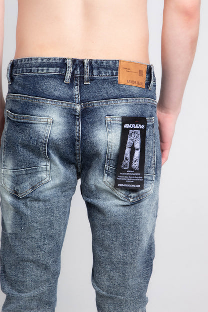 A401 DARK FADED DISTRESSED SKINNY JEANS