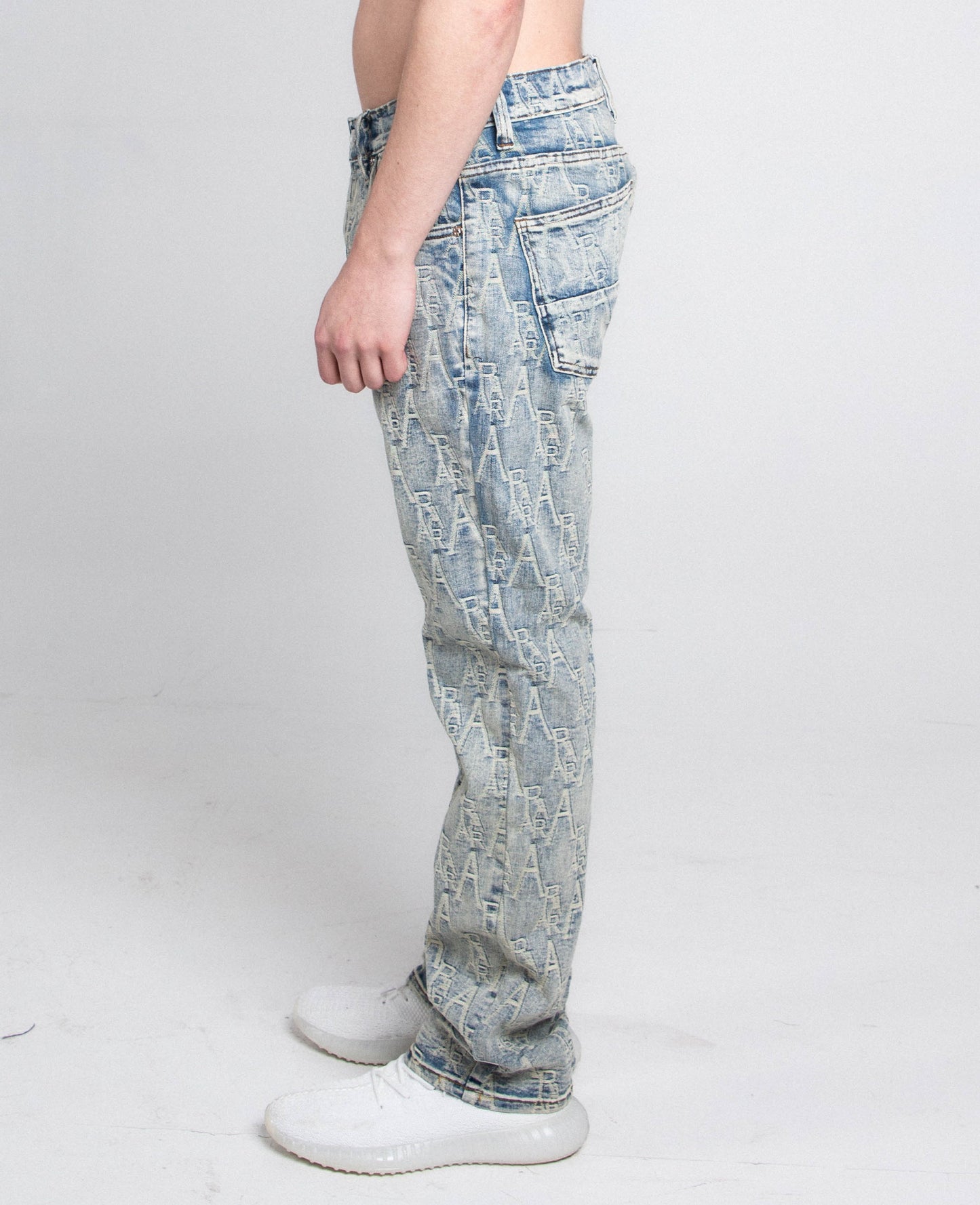 AJ36SL-2 EMBROIDERED LIGHT BLUE SLIM JEANS