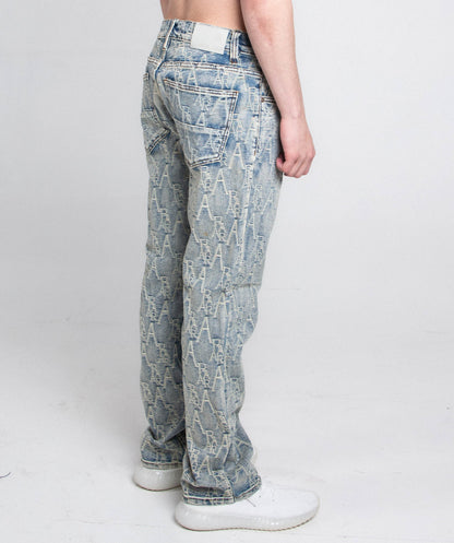 AJ36SL-2 EMBROIDERED LIGHT BLUE SLIM JEANS