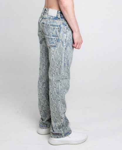 AJ36SL-2 EMBROIDERED LIGHT BLUE SLIM JEANS