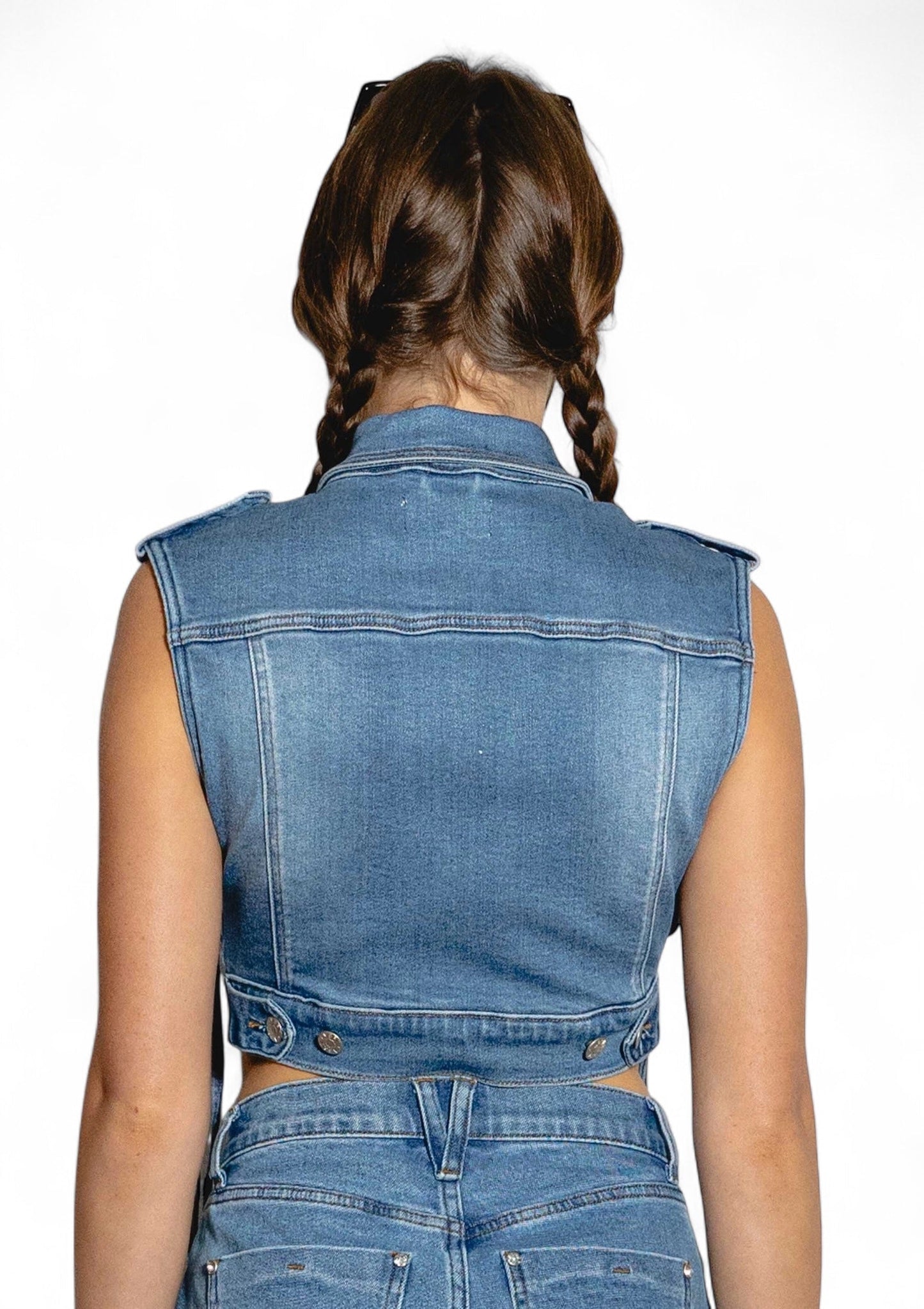 Sleeveless Denim Trucker Jacket