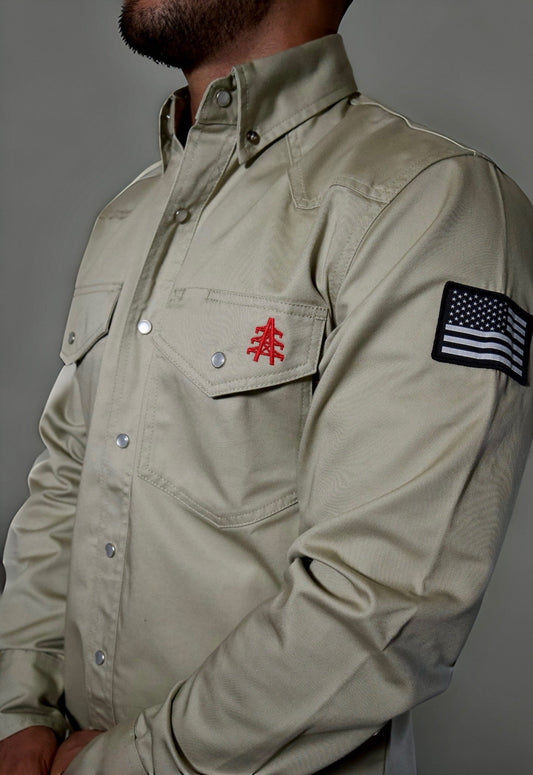 FR 西式珍珠扣 - 卡其色