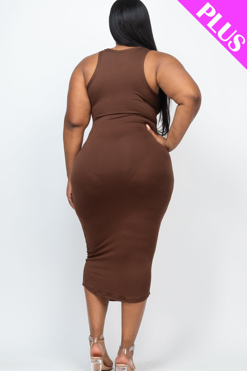 Plus Size Split Neck Tank Midi Dress (CAPELLA)