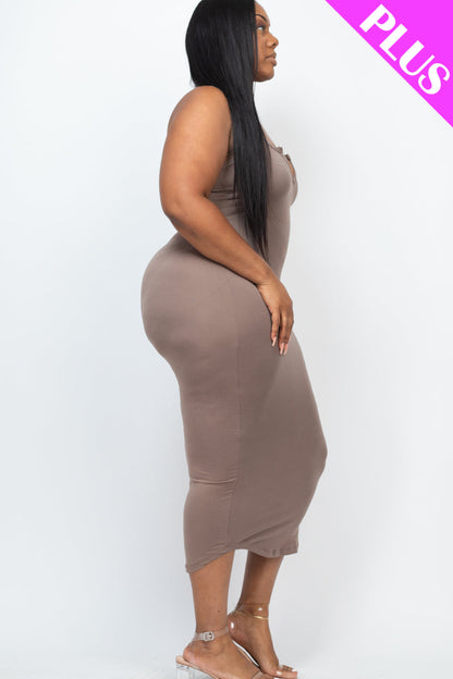 Plus Size Split Neck Tank Midi Dress (CAPELLA)