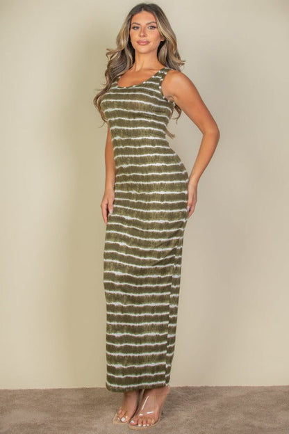 Tie Dye Printed Tank Bodycon Maxi Dress (CAPELLA)