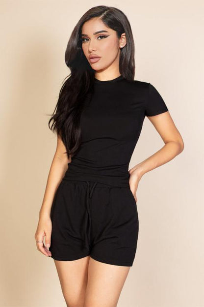 Ribbed Round Neck Short Sleeve Top (CAPELLA)