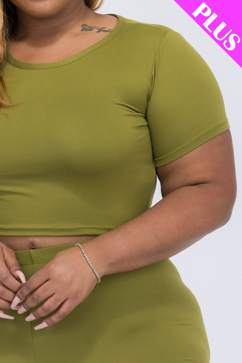 Plus Size Short Sleeve Crop Top & Shorts Set (CAPELLA)