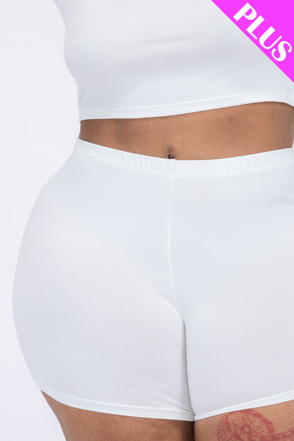 Plus Size Short Sleeve Crop Top & Shorts Set (CAPELLA)