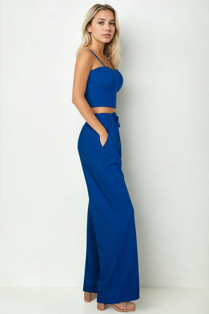 Bustier Crop Cami Top & Slant Pocket Straight Pants (CAPELLA)