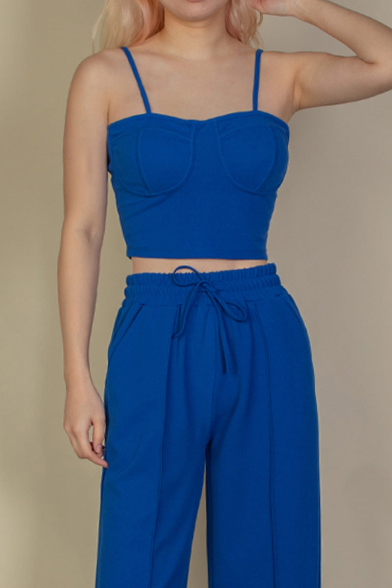 Bustier Crop Cami Top & Slant Pocket Straight Pants (CAPELLA)