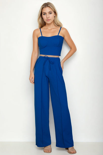 Bustier Crop Cami Top & Slant Pocket Straight Pants (CAPELLA)