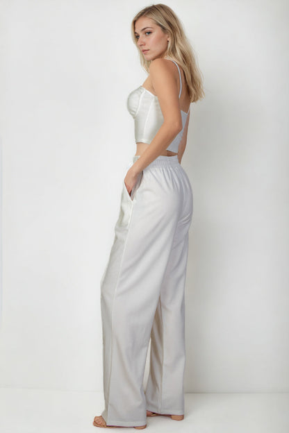 Bustier Crop Cami Top & Slant Pocket Straight Pants (CAPELLA)