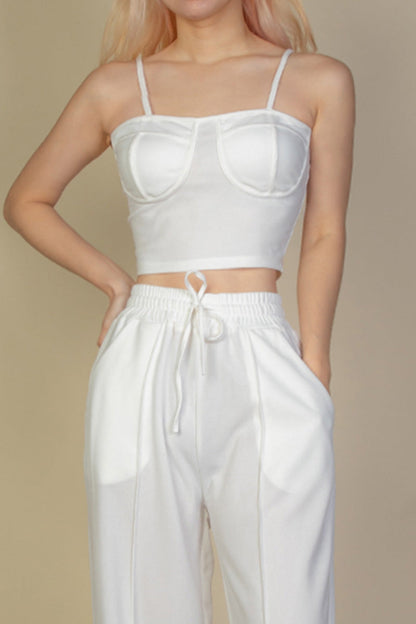 Bustier Crop Cami Top & Slant Pocket Straight Pants (CAPELLA)