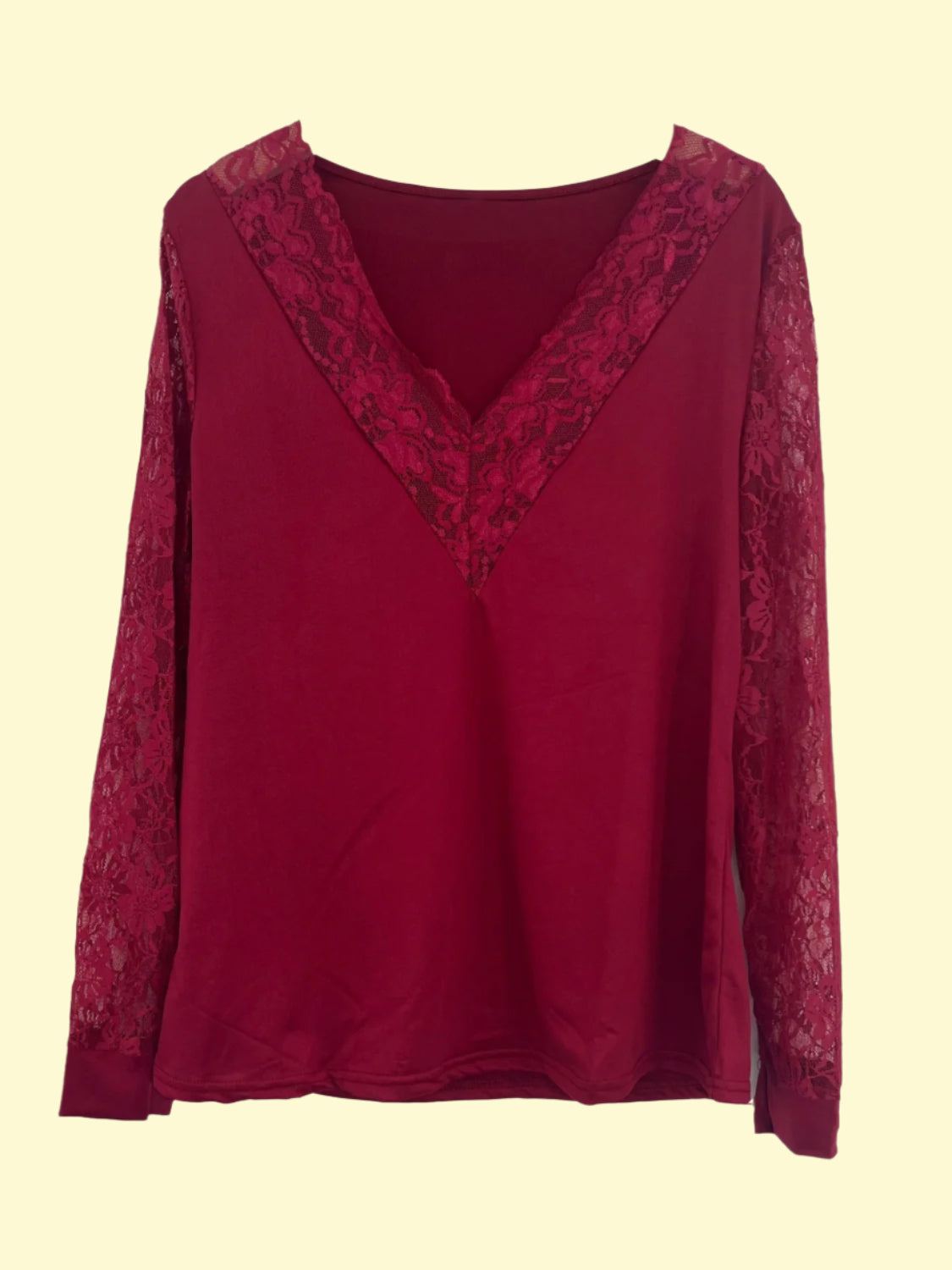 WestCloset Classy Semi-Sheer Blouse with Lace Trim