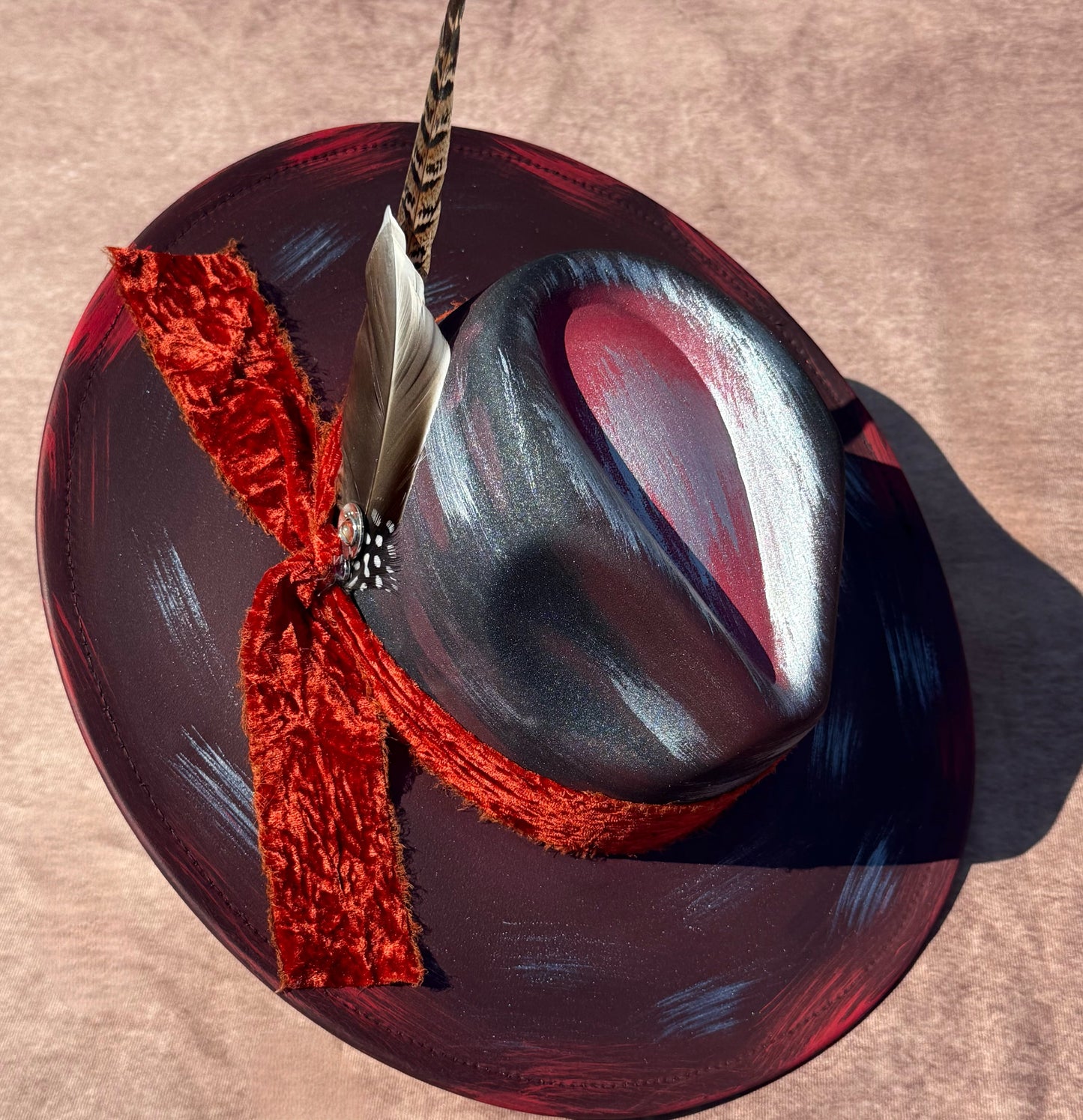 Custom handcrafted Red Velvet Fedora Hat