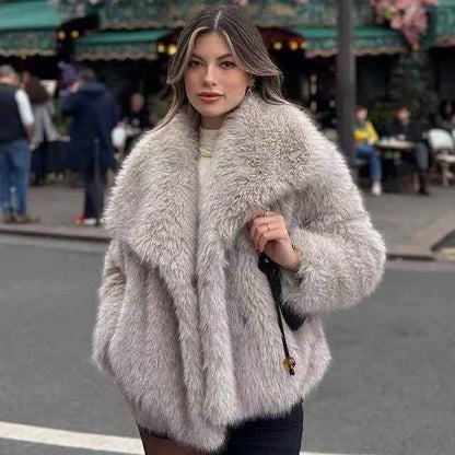 Imitation fur coat top women's short woolen coat made of synthetic fur