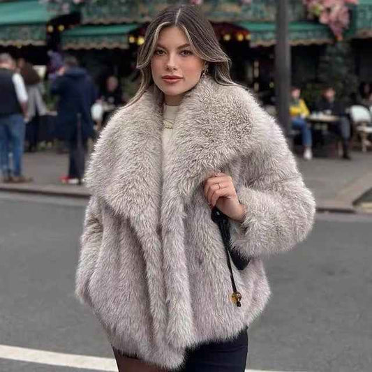 Imitation fur coat top women's short woolen coat made of synthetic fur