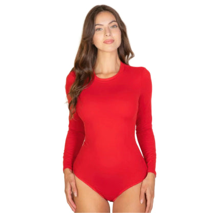 紅色長袖圓領連身衣
