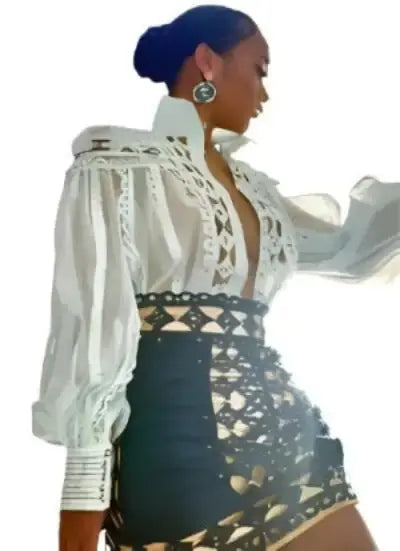 時尚高領碎花上衣