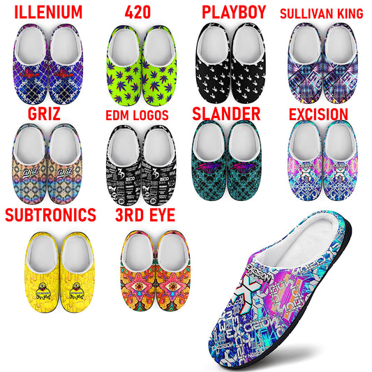 EDM藝術家棉質拖鞋，柔軟舒適，防滑防水，防臭，音樂節銳舞派對禮物，男女通用，限量版