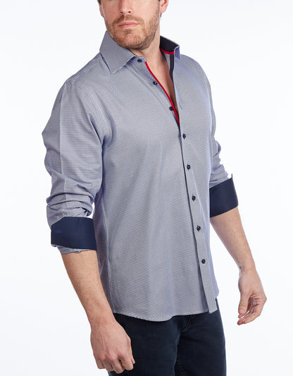 Contrast Collar Button-Up Shirt //  - Contemporary Fit - contrast  trimming- final sale