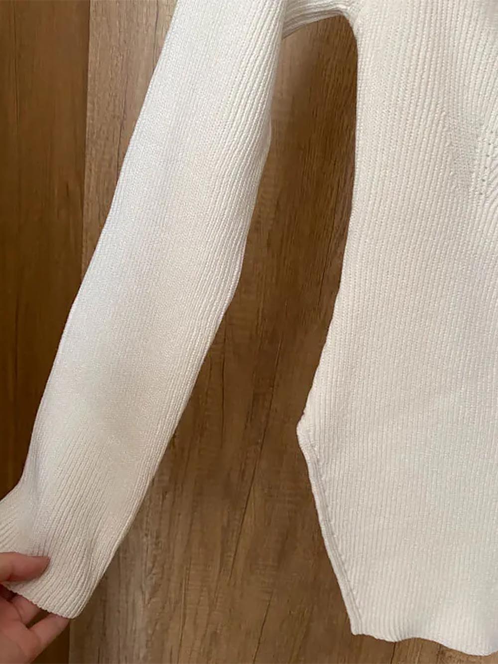 方領不規則長袖女式毛衣 | NCS