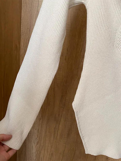 方領不規則長袖女式毛衣 | NCS