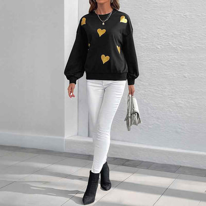 Love printed loose round neck long sleeved sweatshirt