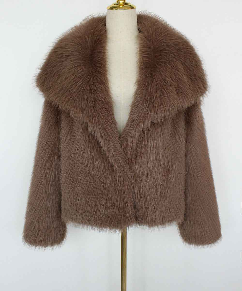 Imitation fur coat top women's short woolen coat made of synthetic fur