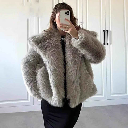 Imitation fur coat top women's short woolen coat made of synthetic fur