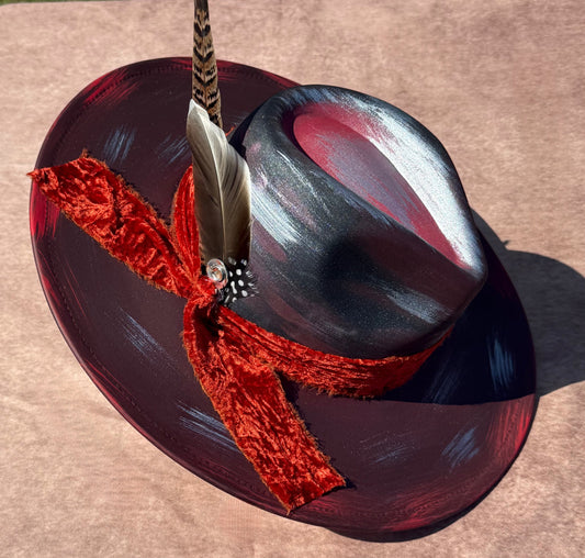 Custom handcrafted Red Velvet Fedora Hat