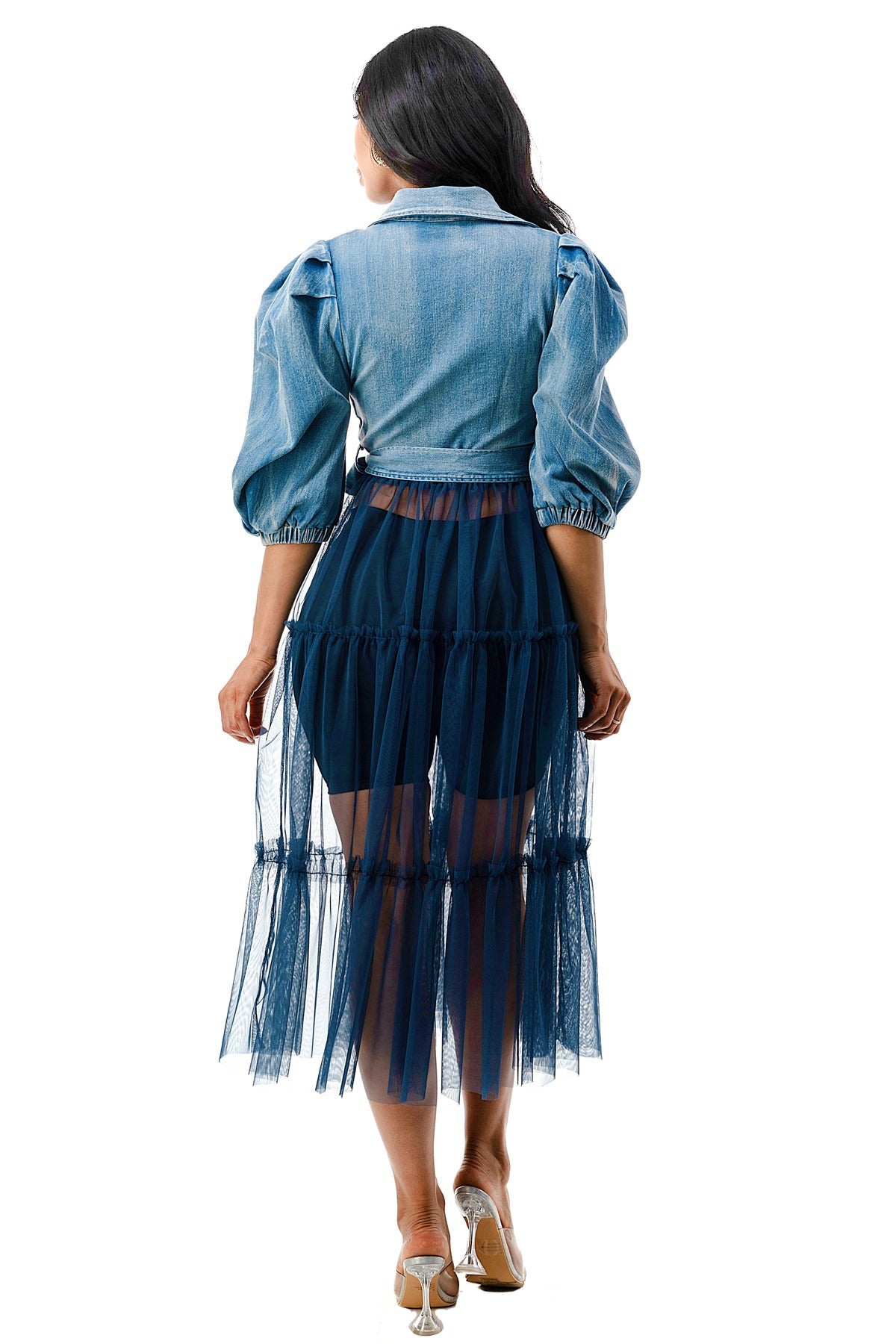 Denim Top & Tulle Skirt
