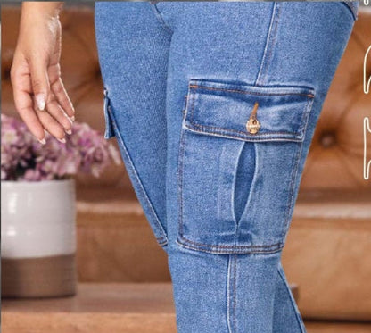 Jeans con bolsillos cargo y efecto push up colombianos 100 % auténticos de Porland