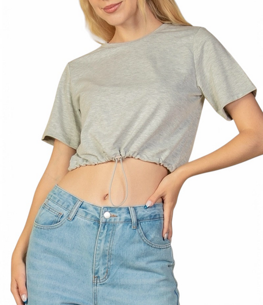 French Terry Toggle Drawstring Crop Top {BT5292}