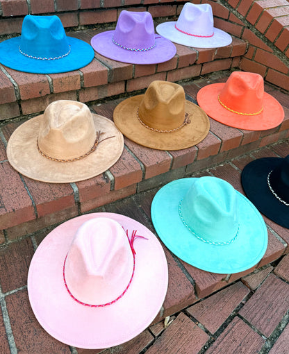 Vegan Suede Classic Wide Brim-Style Hat – Unisex ,Adjustable & Stylish Suitable for Pyrography, Laser Engraving