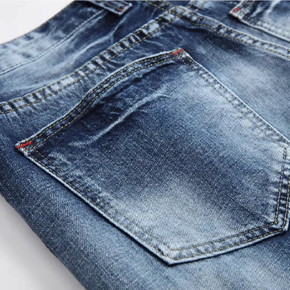 男士時尚破洞緊身牛仔褲