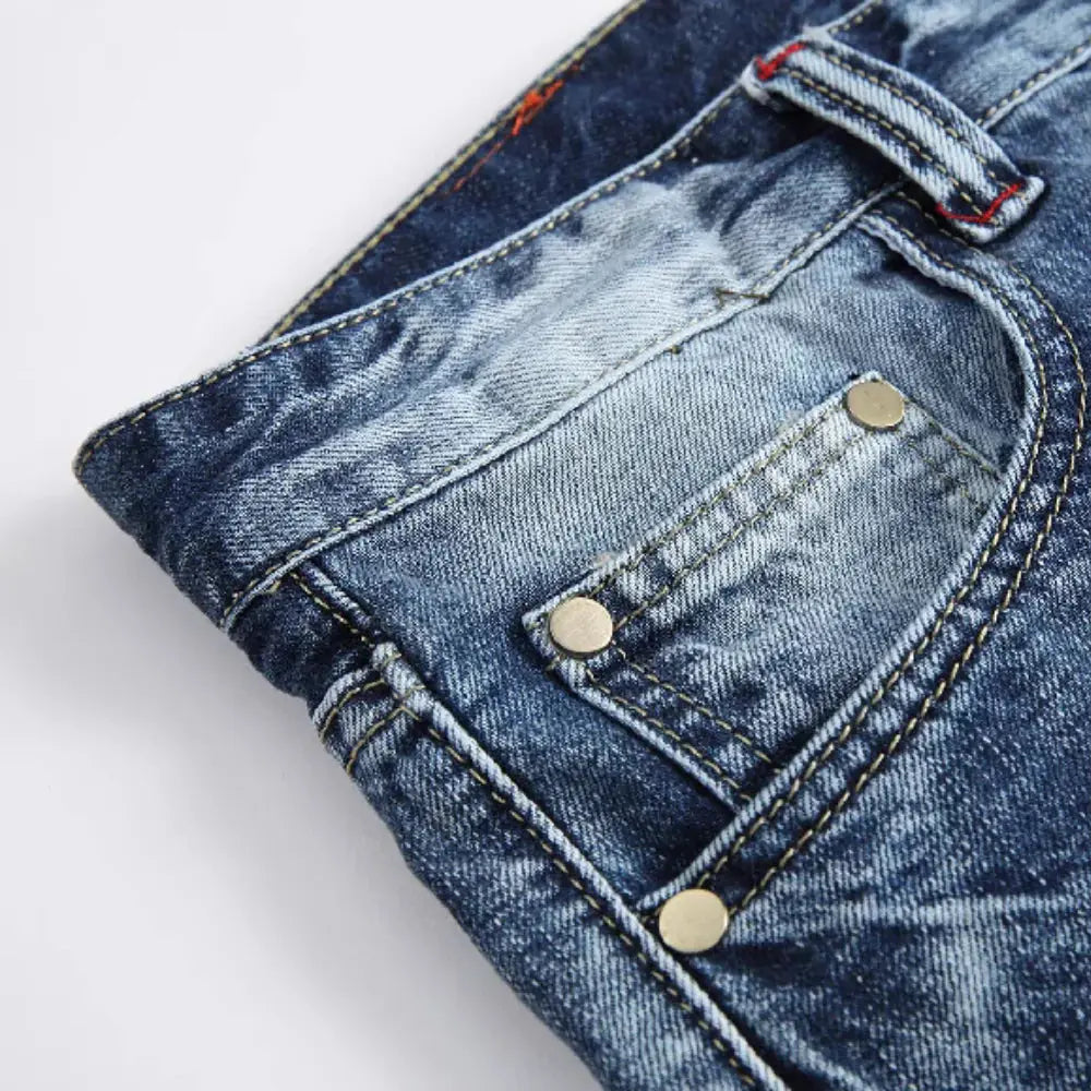 男士時尚破洞緊身牛仔褲