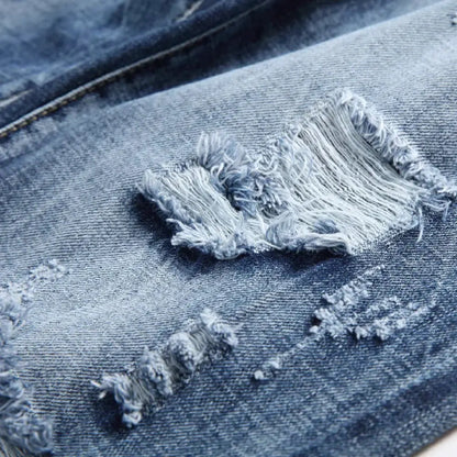 男士時尚破洞緊身牛仔褲