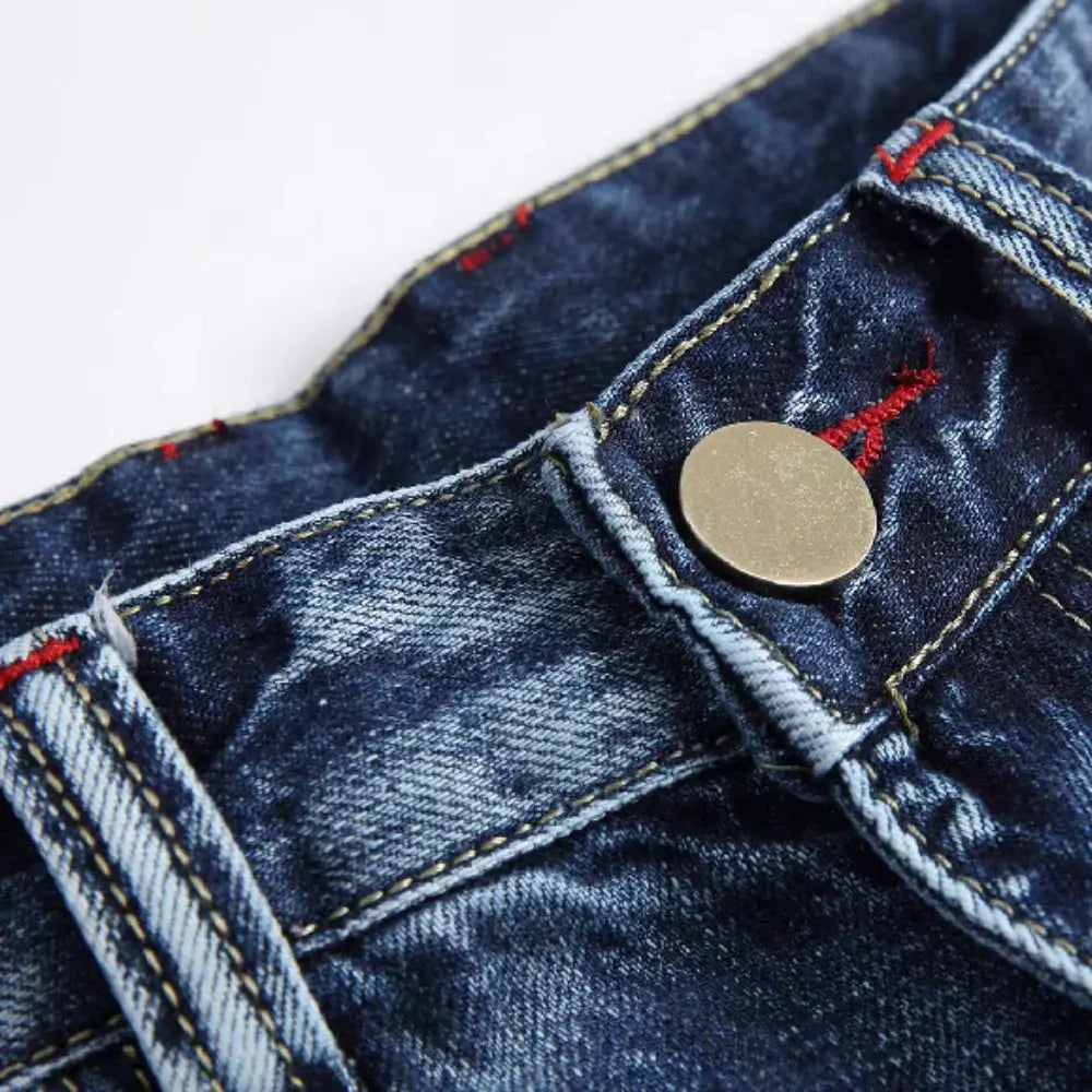 男士時尚破洞緊身牛仔褲