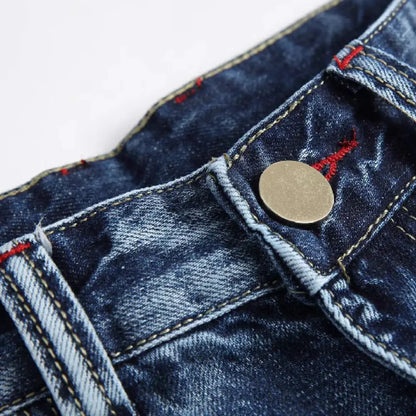 男士時尚破洞緊身牛仔褲