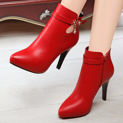 Versatile Waterproof High Heels with Pointed Toe Booties