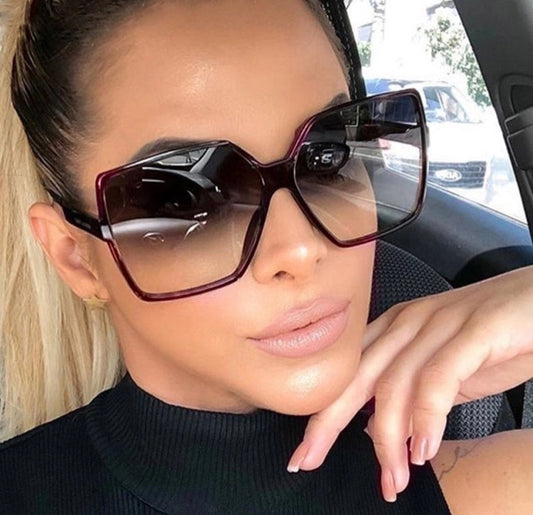 復古漸層方形鏡框太陽眼鏡