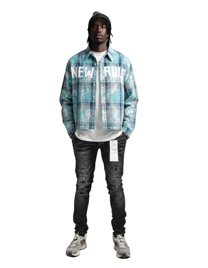 ASHEN Heavy Flannel Crop Top Button Down Shirt